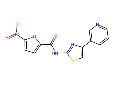 5-nitro-N-(4-(pyridin-3-yl)thiazol-2-yl)furan-2-carboxamide structure
