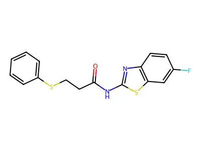 N-(6-fluorobenzo[d]thiazol-2-yl)-3-(phenylthio)propanamide structure