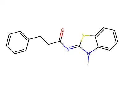 N-(3-methyl-1,3-benzothiazol-2-ylidene)-3-phenylpropanamide structure