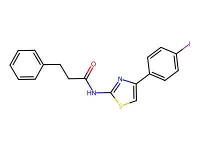 N-[4-(4-iodophenyl)-1,3-thiazol-2-yl]-3-phenylpropanamide structure