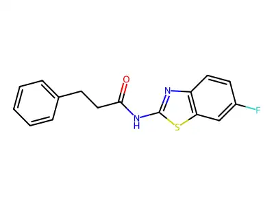 N-(6-fluoro-1,3-benzothiazol-2-yl)-3-phenylpropanamide structure