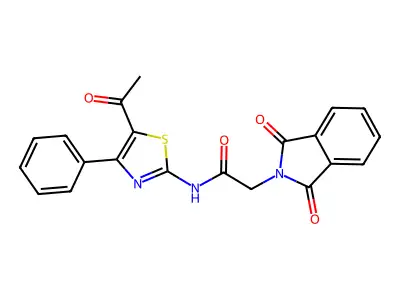 N-(5-acetyl-4-phenylthiazol-2-yl)-2-(1,3-dioxoisoindolin-2-yl)acetamide structure