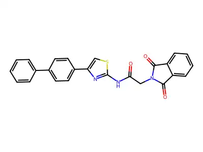 2-(1,3-dioxoisoindol-2-yl)-N-[4-(4-phenylphenyl)-1,3-thiazol-2-yl]acetamide structure