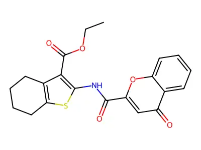 ethyl 2-{[(4-oxo-4H-chromen-2-yl)carbonyl]amino}-4,5,6,7-tetrahydro-1-benzothiophene-3-carboxylate structure