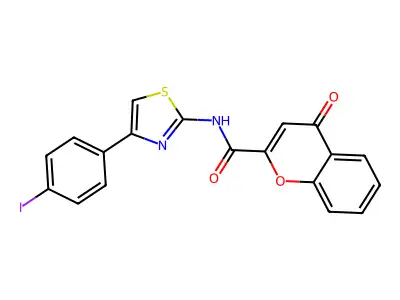 N-(4-(4-iodophenyl)thiazol-2-yl)-4-oxo-4H-chromene-2-carboxamide structure