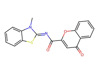 N-(3-methyl-1,3-benzothiazol-2-ylidene)-4-oxochromene-2-carboxamide structure
