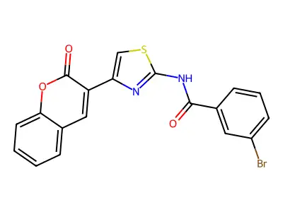 3-bromo-N-[4-(2-oxochromen-3-yl)-1,3-thiazol-2-yl]benzamide structure