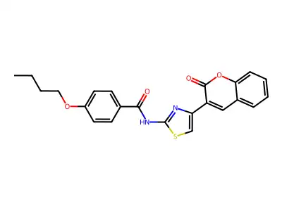 4-butoxy-N-[4-(2-oxochromen-3-yl)-1,3-thiazol-2-yl]benzamide structure