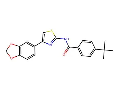 N-(4-(benzo[d][1,3]dioxol-5-yl)thiazol-2-yl)-4-(tert-butyl)benzamide structure