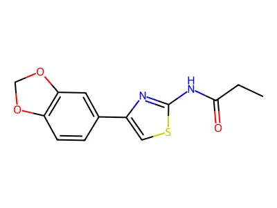 N-(4-(benzo[d][1,3]dioxol-5-yl)thiazol-2-yl)propionamide structure