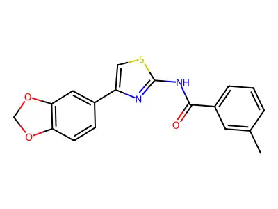N-(4-(benzo[d][1,3]dioxol-5-yl)thiazol-2-yl)-3-methylbenzamide structure