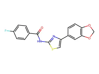 N-(4-(benzo[d][1,3]dioxol-5-yl)thiazol-2-yl)-4-fluorobenzamide structure