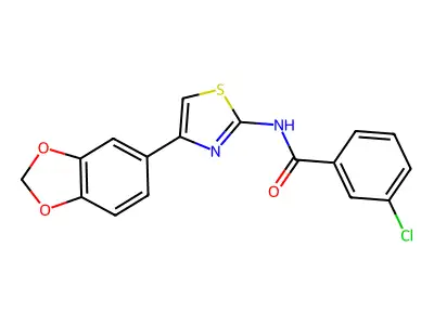 N-(4-(benzo[d][1,3]dioxol-5-yl)thiazol-2-yl)-3-chlorobenzamide structure