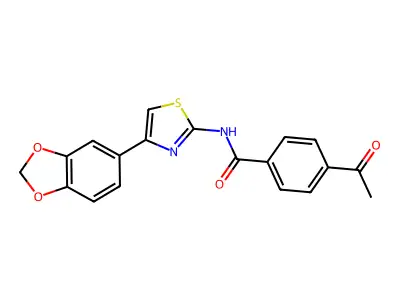 4-acetyl-N-(4-(benzo[d][1,3]dioxol-5-yl)thiazol-2-yl)benzamide structure