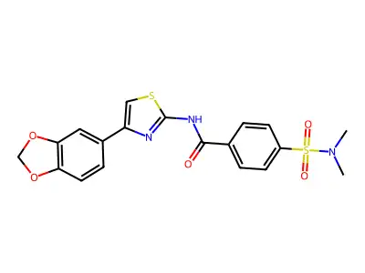 N-(4-(benzo[d][1,3]dioxol-5-yl)thiazol-2-yl)-4-(N,N-dimethylsulfamoyl)benzamide structure
