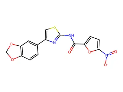 N-(4-(benzo[d][1,3]dioxol-5-yl)thiazol-2-yl)-5-nitrofuran-2-carboxamide structure