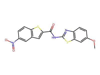 N-(6-methoxy-1,3-benzothiazol-2-yl)-5-nitro-1-benzothiophene-2-carboxamide structure