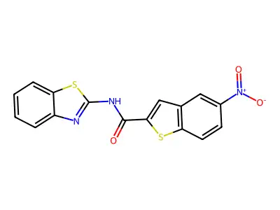 N-(1,3-benzothiazol-2-yl)-5-nitro-1-benzothiophene-2-carboxamide structure