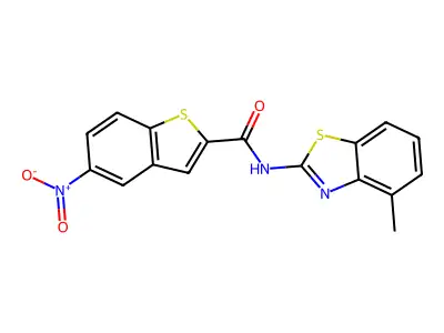 N-(4-methyl-1,3-benzothiazol-2-yl)-5-nitro-1-benzothiophene-2-carboxamide structure