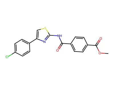 Methyl 4-((4-(4-chlorophenyl)thiazol-2-yl)carbamoyl)benzoate structure