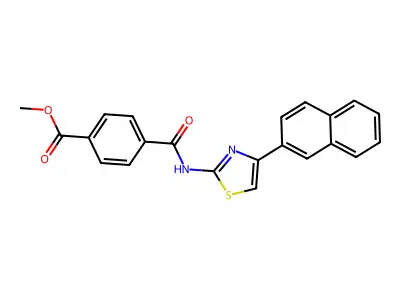 Methyl 4-((4-(naphthalen-2-yl)thiazol-2-yl)carbamoyl)benzoate structure