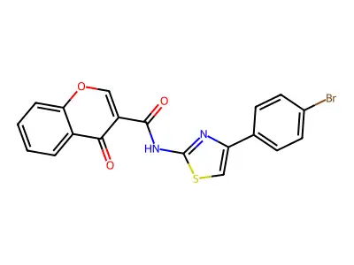 N-(4-(4-bromophenyl)thiazol-2-yl)-4-oxo-4H-chromene-3-carboxamide structure