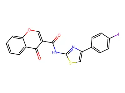 N-(4-(4-iodophenyl)thiazol-2-yl)-4-oxo-4H-chromene-3-carboxamide structure