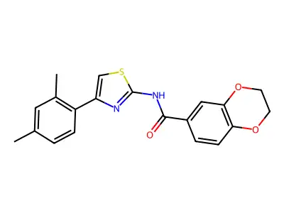 N-[4-(2,4-dimethylphenyl)-1,3-thiazol-2-yl]-2,3-dihydro-1,4-benzodioxine-6-carboxamide structure