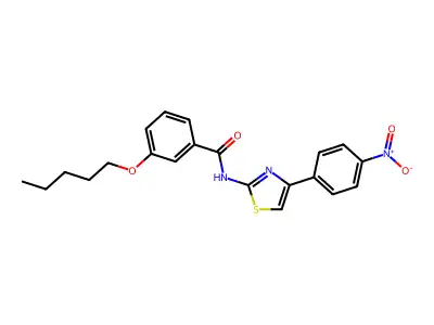 N-(4-(4-nitrophenyl)thiazol-2-yl)-3-(pentyloxy)benzamide structure