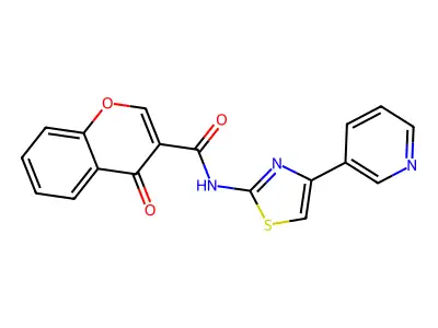 4-oxo-N-(4-pyridin-3-yl-1,3-thiazol-2-yl)chromene-3-carboxamide structure