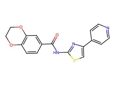 N-(4-(pyridin-4-yl)thiazol-2-yl)-2,3-dihydrobenzo[b][1,4]dioxine-6-carboxamide structure