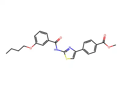 Methyl 4-(2-(3-butoxybenzamido)thiazol-4-yl)benzoate structure