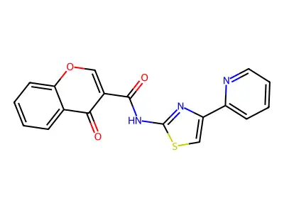 4-oxo-N-(4-(pyridin-2-yl)thiazol-2-yl)-4H-chromene-3-carboxamide structure