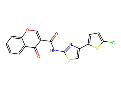 N-(4-(5-chlorothiophen-2-yl)thiazol-2-yl)-4-oxo-4H-chromene-3-carboxamide structure