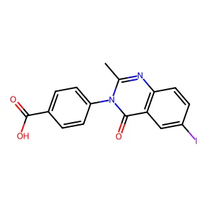 4-(6-iodo-2-methyl-4-oxoquinazolin-3(4H)-yl)benzoic acid structure