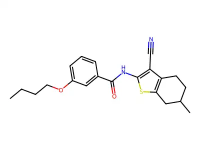 3-butoxy-N-(3-cyano-6-methyl-4,5,6,7-tetrahydro-1-benzothiophen-2-yl)benzamide structure
