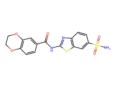 N-(6-sulfamoyl-1,3-benzothiazol-2-yl)-2,3-dihydro-1,4-benzodioxine-6-carboxamide structure