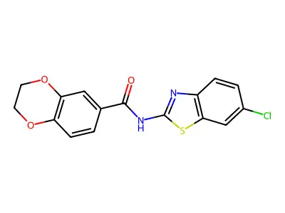 N-(6-chloro-1,3-benzothiazol-2-yl)-2,3-dihydro-1,4-benzodioxine-6-carboxamide structure