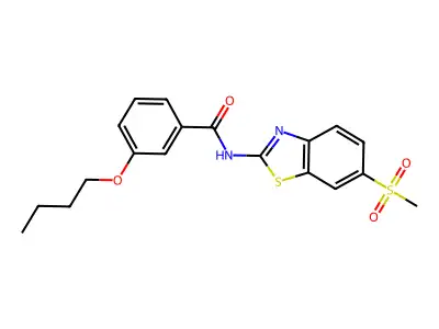 3-butoxy-N-(6-(methylsulfonyl)benzo[d]thiazol-2-yl)benzamide structure