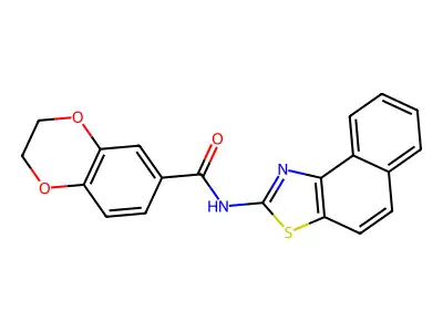 N-benzo[e][1,3]benzothiazol-2-yl-2,3-dihydro-1,4-benzodioxine-6-carboxamide structure