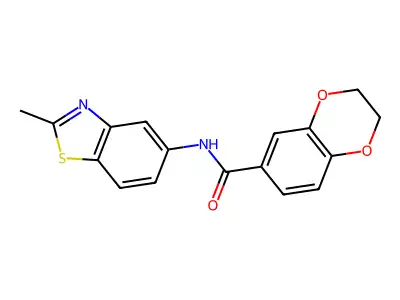 N-(2-methyl-1,3-benzothiazol-5-yl)-2,3-dihydro-1,4-benzodioxine-6-carboxamide structure