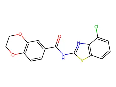 N-(4-chloro-1,3-benzothiazol-2-yl)-2,3-dihydro-1,4-benzodioxine-6-carboxamide structure