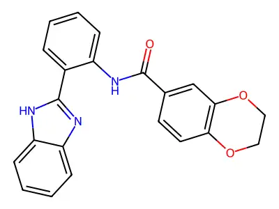 N-[2-(1H-benzimidazol-2-yl)phenyl]-2,3-dihydro-1,4-benzodioxine-6-carboxamide structure