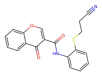 N-[2-(2-cyanoethylsulfanyl)phenyl]-4-oxochromene-3-carboxamide structure