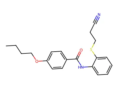 4-butoxy-N-(2-((2-cyanoethyl)thio)phenyl)benzamide structure