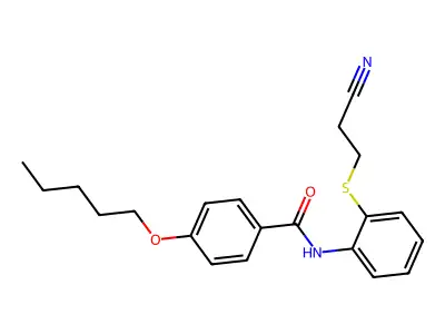 N-(2-((2-cyanoethyl)thio)phenyl)-4-(pentyloxy)benzamide structure