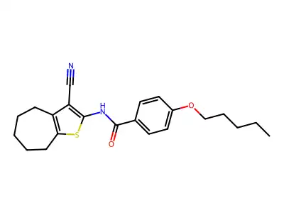 N-(3-cyano-5,6,7,8-tetrahydro-4H-cyclohepta[b]thiophen-2-yl)-4-pentoxybenzamide structure