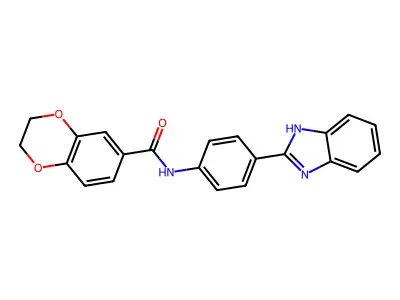 N-[4-(1H-1,3-benzodiazol-2-yl)phenyl]-2,3-dihydro-1,4-benzodioxine-6-carboxamide structure