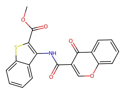 methyl 3-(4-oxo-4H-chromene-3-carboxamido)benzo[b]thiophene-2-carboxylate structure