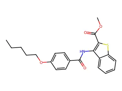 Methyl 3-(4-(pentyloxy)benzamido)benzo[b]thiophene-2-carboxylate structure